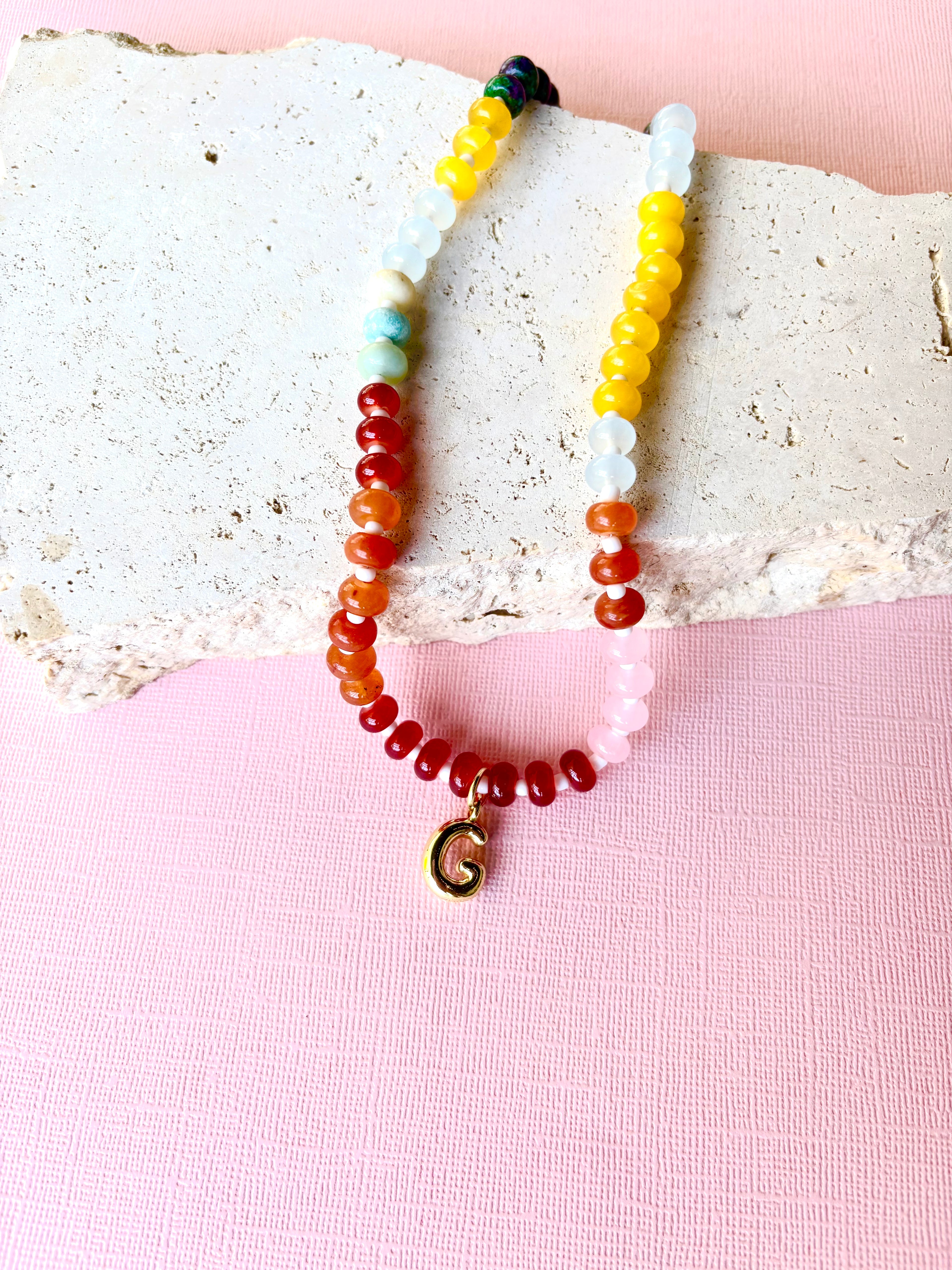 Kika Beaded Initial Necklace