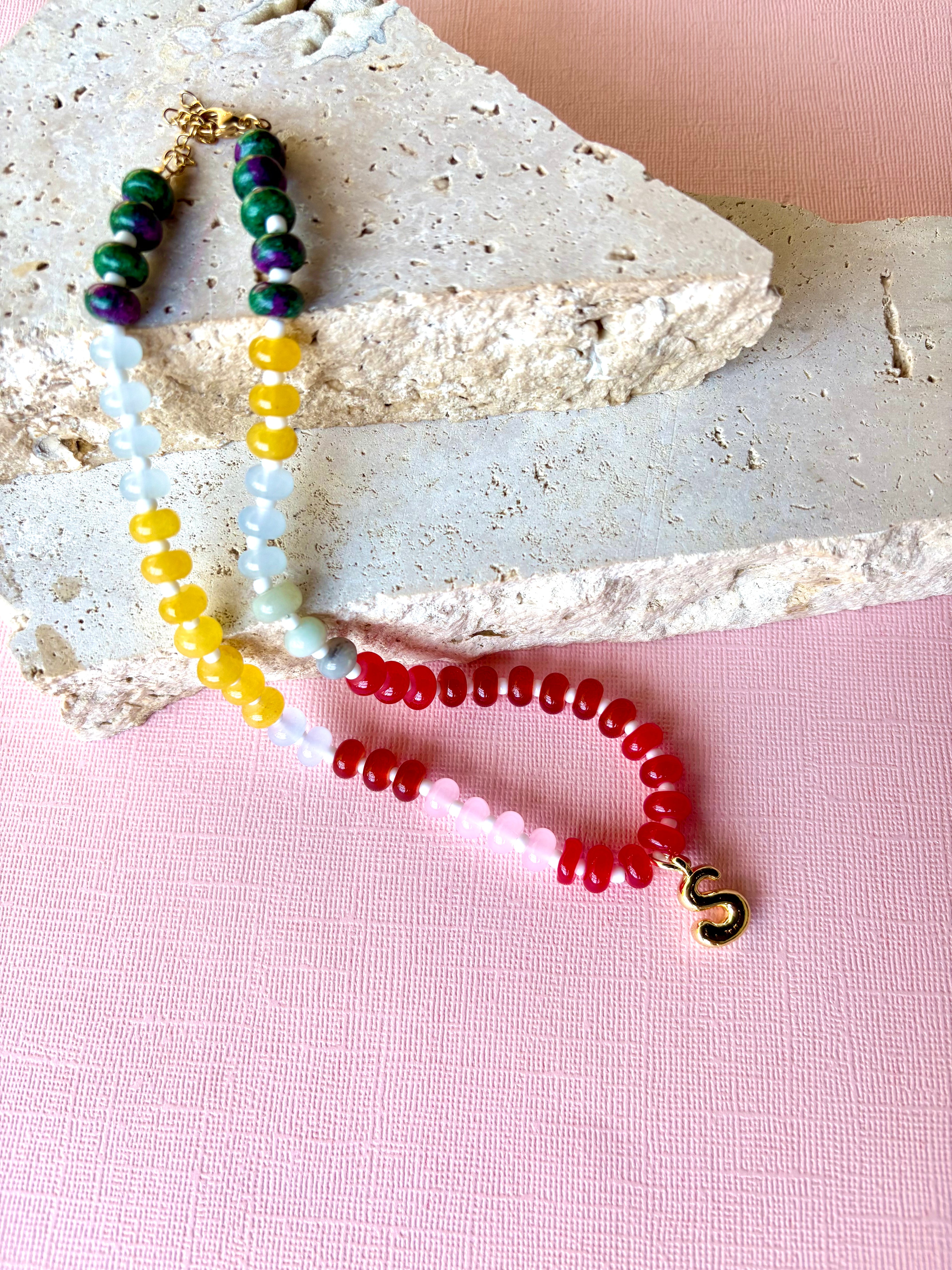 Kika Beaded Initial Necklace