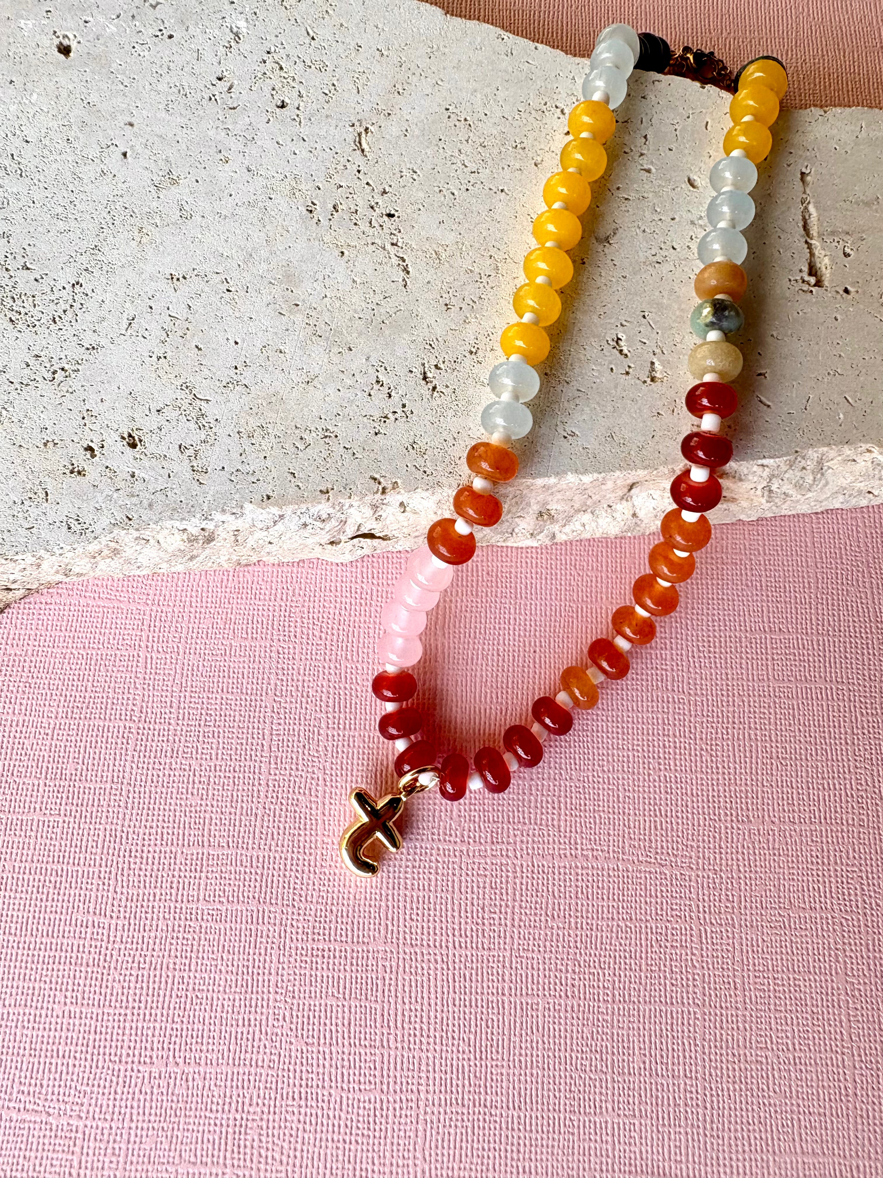 Kika Beaded Initial Necklace